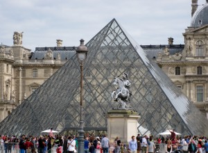 Glass pyramid in Lourve courtyard