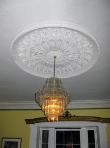 Beautiful chandelier and molding